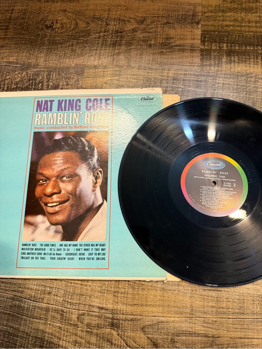 Sold - Nat King Cole Ramblin' Rose Vinyl Record - Blue Cover